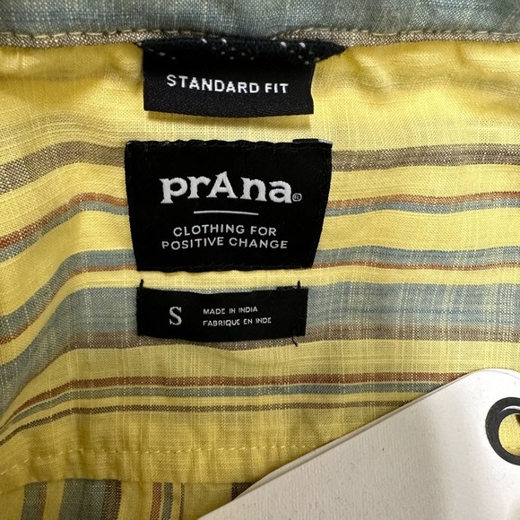 PRANA Groveland Popover Striped Yellow and blue Men's Shirt - Picture 6 of 8